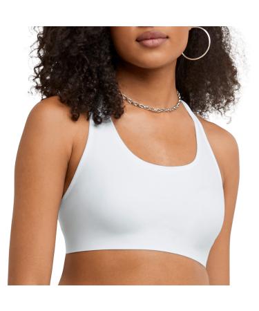 Champion Women's Absolute Racerback Compression Sports Bra, T-Back Performance Sports Bra Large White
