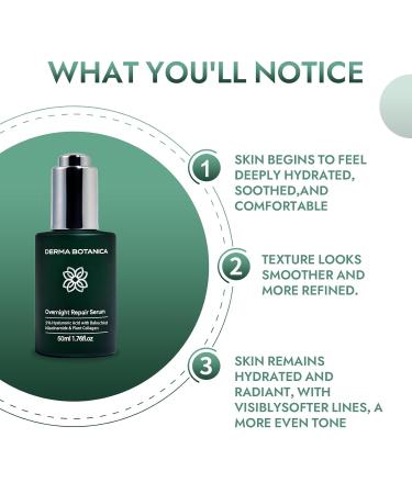 Derma Botanica Overnight Serum Derma Botanica Overnight Repair Serum Luxurious Night Facial Serum with Peptide Complex 1.7 Fl Oz(1PCS) - Buy Online on GoSupps.com