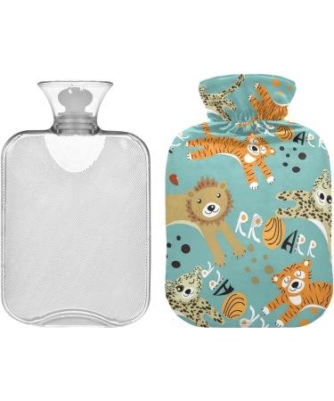 Naanle Animal Tiger Lion Hot Water Bottle | 1L Transparent Heat Bottle for Bed & Foot Warmer | Pain Relief & Cold Therapy - Buy Online on GoSupps.com