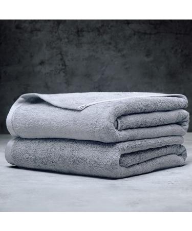 LUXOME Spa Collection 2-Piece Bath Sheet Set | Oversized Design | 50% More Coverage | Highly Absorbent | Mist (Light Grey) 2 Bath Sheets Mist