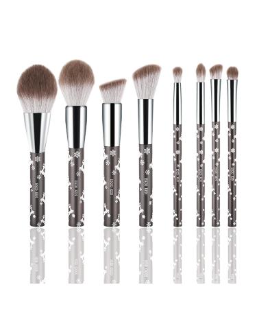Natural goat hair make-up brush set with cosmetic bag from luxury enzo ken 10 pieces of extra soft hair eyes shadow brush set for face eyes snowflake reindeer Christmas gift set.