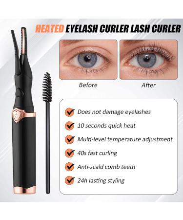 Heated Eyelash Curler Electric Eyelash Curler USB Rechargeable Lash Curler Long Lasting Natural Curling Mini Portable Quick Heated Lash Curler Intelligent Eyelash Makeup Tool for Girls Women Black - Buy Online on GoSupps.com