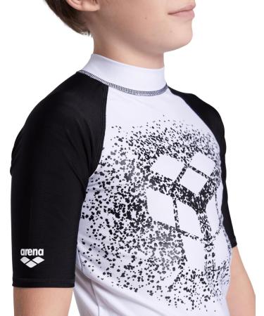 ARENA Boys Unisex Jr Rash Vest S/S Graphic Shirt - White & Black (164) | Best for Kids Swimwear - Fast International Shipping - Buy Online on GoSupps.com