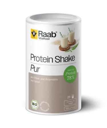 Raab Vitalfood Bio Protein 78 Pure Shake protein powder vegan neutral protein blend with pea rice gluten-free 78 % protein 500 g can 3000487