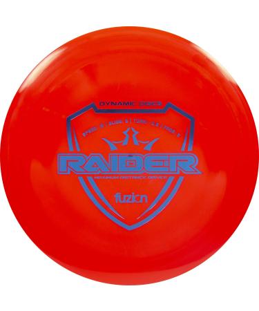 Dynamic Discs Fuzion Raider Disc Golf Driver | 170g Plus | Maximum Distance Frisbee Golf Driver | Stamp Color Will Vary Red