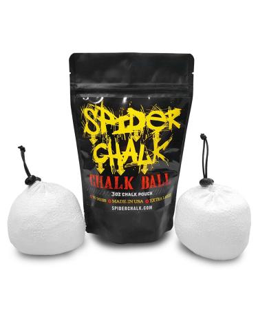 Spider Chalk 6oz. Refillable Chalk Sock Ball (2-Pack, 3oz each) - Pure Magnesium Carbonate Powder - No Mess Bag, Pocket-Sized Pouch