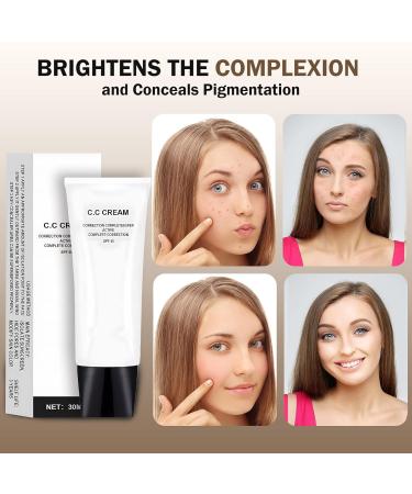 CC Cream SPF 50 Foundation for Mature Skin | Moisturizing Primer & Sunscreen | Color Correcting Tinted Moisturizer for Face | Concealer & Brightening | 1.05 oz (2pcs) - Buy Online on GoSupps.com