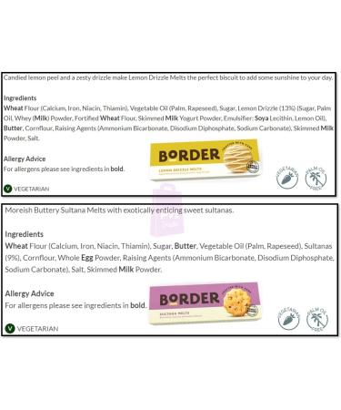 Delicious Border BIscuit Selection - 2x Sultana Melts & 2x Lemon Drizzle Melts - Suitable for Vegetarians - Buy Online on GoSupps.com