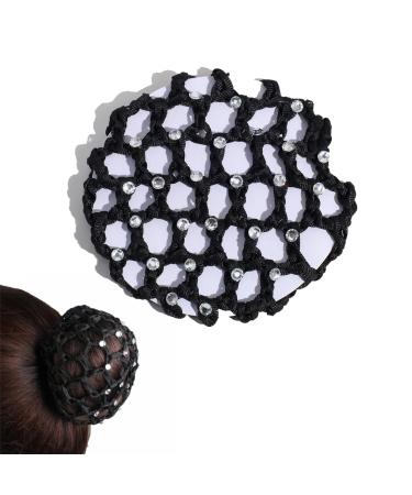Hair network bun elastic durable rhinestones bunnnetz black duttnetz ballet duttnetz knot network hairstyle help for riding ballet dance dancer nurse tournament chefs gymnastics