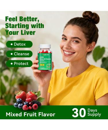 QualiLife Liver Cleanse Detox & Repair Gummies - 2000mg Milk Thistle Liver Detox Supplement Liver Support Supplement with Dandelion Root - Mixed Fruit Flavor 60 Gummies - Buy Online on GoSupps.com