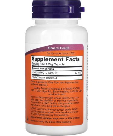 NOW Foods CoQ10 30mg - 60 Capsules for Heart Health & Energy Support | International Shipping Available - Buy Online on GoSupps.com