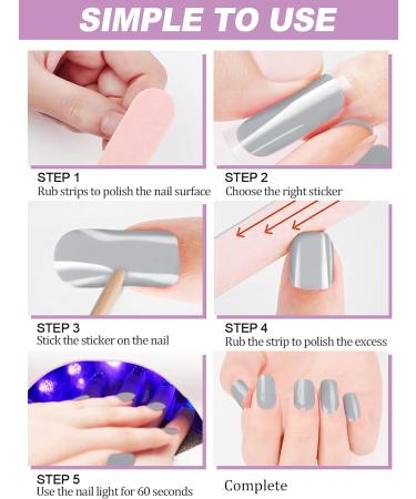 Ebanku 20PCs Gray UV Gel Nail Film - Self-Adhesive Nail Foil Wraps & Stickers for Women & Girls - Includes Nail File & Stick for Easy Nail Decoration - Buy Online on GoSupps.com
