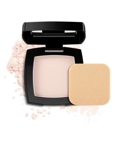 Apooliy Setting Powder Oil Control Pressed Powder Long-Lasting Matte Face Powder Pore Minimization Flawless Finishing Powder Makeup Portable Face Powder Compact with Mirror and Puff Ivory White