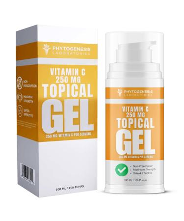 ANDROGENESIS Natural Vitamin C 250mg Gel Topical Antioxidant Support for Skin & Wellness High Absorption Transdermal Formula - 250mg Vitamin C per Serving