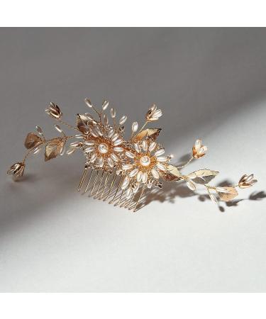 SWEETV Gold Wedding Hair Comb for Women - Pearl Bridal Hair Accessories - Buy Online on GoSupps.com