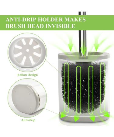Compact Toilet Brush with Stainless Steel Handle - Space Saving and Drip-Proof - Easy Assembly - Deep Cleaning - 1 Pack - Buy Online on GoSupps.com