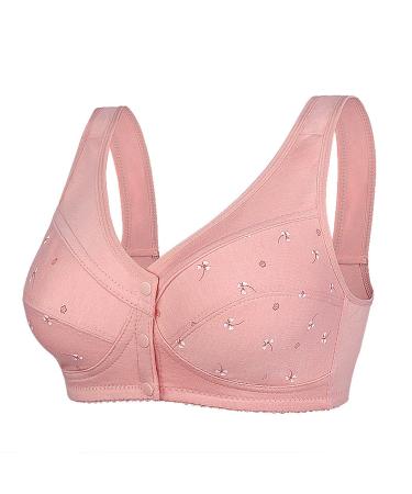 Bra Shirt Women - Women's Bralette Soft Cotton With Front Closure Floral Print Wire Vest Plus Size Women's Yoga Set Pink 115