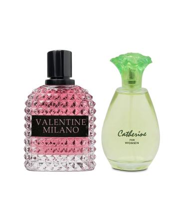 Women's Perfume Combo Set Milano Women&Catherine Floral Fruity Fragrance Eau De Parfum Elegant 100ml Bottle Natural Spray Each for Daily Used Milano&Catherine