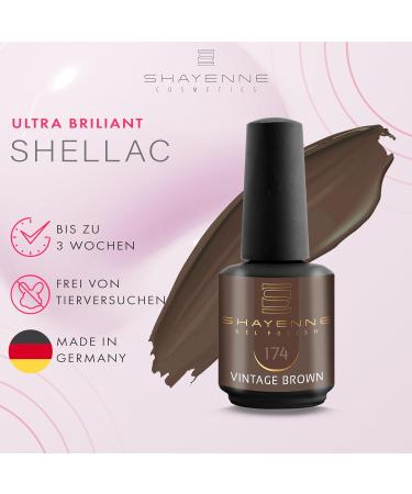 SHAYENNE Made in Germany Shellac Gel Nail Polish 15 ml for UV LED Lamp | 174 Vintage Brown | Gel Nail Polish for UV Nail Lamp | LED Nail Polish Gel Polish Nail Gel - Buy Online on GoSupps.com