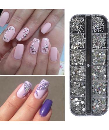 Nail Art Gems Flat Back Round Nail Rhinestones AB Mixed Nail Crystals for DIY Crafts 1Box nail art gems - Buy Online on GoSupps.com