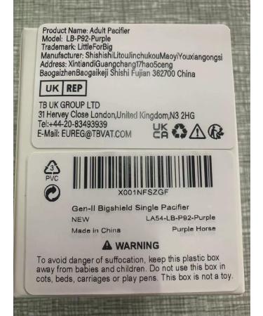 Buy LittleForBig Large Shield Pacifier Gen II - Adult Size Small Fantasy Pattern Purple | International Shipping - Buy Online on GoSupps.com