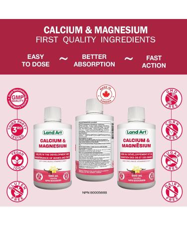 Liquid Calcium Magnesium Formula with Vitamin D Vitamin E and Zinc - Maintain Healthy and Stronger Bones - 500ml - Vanilla Spearmint Flavor - Non-GMO Gluten Free Sugar Free - Made in Canada - Buy Online on GoSupps.com