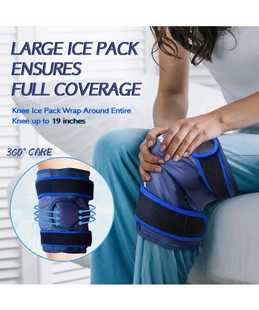XXL Knee Ice Pack for Pain Relief & Swelling After Surgery - Reusable Gel Wrap for Knee Injuries - Large Size for Sports Injuries - Blue - Buy Online on GoSupps.com
