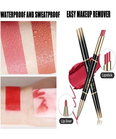 Housn 2 in 1 Double-end Matte Lip Liner & Lipstick Pen - Long-lasting Contour Makeup for Girls and Women - Non-Stick Cup, Not Fade (02#Red) - Buy Online on GoSupps.com