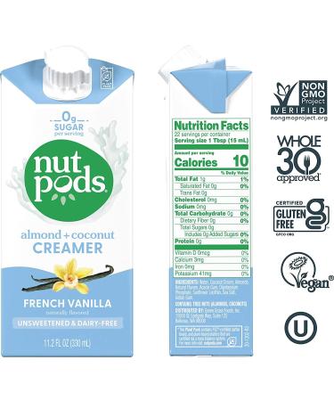 Dairy-Free Creamer Unsweetened - Nutpods French Vanilla 12-Pack | Whole30, Paleo, Keto, Vegan, Sugar Free - Buy Online on GoSupps.com