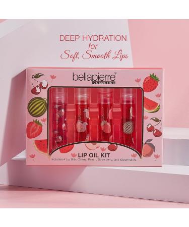 Bellapierre Cosmetics 4-Piece Natural Lip Oil Kit | Moisturizing Fruit-Flavored Lip Gloss Set with Rollerball Applicator | Shop Internationally - Buy Online on GoSupps.com