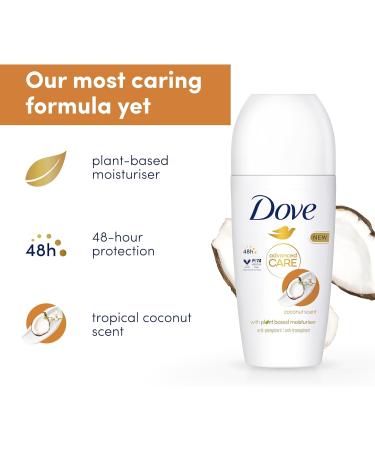 Dove Advanced Care Coconut Anti-Perspirant Deodorant with plant-based moisturiser Roll On for 48-hour odour protection 6x 50 ml Coconut 8.33 ml (Pack of 6) - Buy Online on GoSupps.com