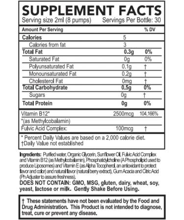 PURALITY HEALTH Micelle Liposomal Liquid Vitamin B12 with Fulvic Acid 2500 mcg. Combined Methylcobalamin with Organic Glycerin Extract Maximum Absorption Energy Boost Vegan Friendly - Buy Online on GoSupps.com