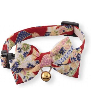 Necoichi Chirimen Kimono Bow Tie Cat Collar in Red - Stylish and Comfortable - Buy Online on GoSupps.com