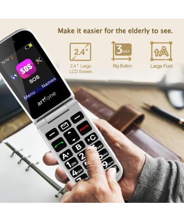 Artfone F30 4G Senior Flip Phone for Elderly - Dual SIM, Easy to Use, SOS Button, Charging Dock - Grey - Buy Online on GoSupps.com