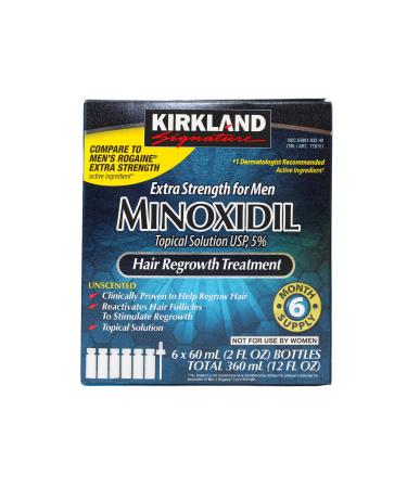 6 Months Kirkland Minoxidil 5% Extra Strength Topical Solution Regrowth for Men