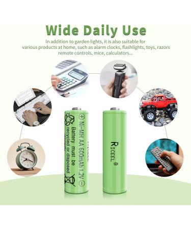 Rechargeable AA Batteries for Solar Lights - 600mAh 1.2V 4pcs - Ideal for Garden & Household Devices - Buy Online on GoSupps.com