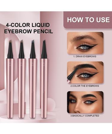 Magic Eyebrow Pencil with 4 Fork Tip Waterproof Microblading Brow Pencil Eye Brow Pen For Girls Women Creates Natural Makeup Keep it All Day 3d Brow Pencil for Defined Brows Effortlessly (Black) - Buy Online on GoSupps.com