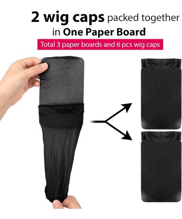 Fandamei 6 Pcs Black Nylon Stocking Caps - Stretchy Wig Caps for Men and Women - Buy Online on GoSupps.com