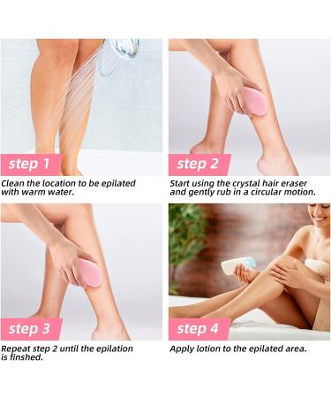 Reusable Crystal Hair Eraser for Painless Hair Removal - Pink | Exfoliation Tool for Women and Men - Back, Legs, Arms - Buy Online on GoSupps.com