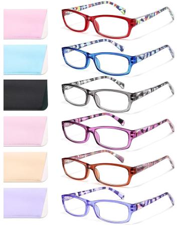 Gaoye Reading Glasses for Women 6 pack Fashion Readers for Women Men Spring Hinge Eye Glasses Blue Light Reading Glasses Anti Eyestrain *C1 Mix Color 1.5 x