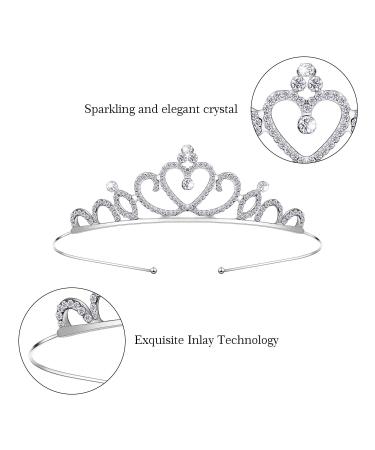 Girls Crystal Tiara Set - Heart Rhinestone Crown Headband for Wedding, Prom, Birthday Party - Buy Online on GoSupps.com