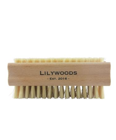 Lilywoods Extra Tough Wooden Nail Brush with Strong Cactus Double Sided Bristles Single