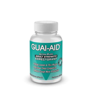 GUAI-AID 24 OTC Ultra-Pure Guaifenesin 600mg Veg Capsules Travel Bottle