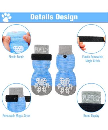 Buy Pupeck Double-Sided Anti-Slip Dog Socks - 2 Pairs with Adjustable Straps for Indoor Use - Summer Paw Protection & Traction Control - Perfect for Hardwood Floors - X-Mall Blue - Buy Online on GoSupps.com