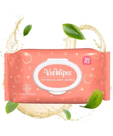 VeeFresh VeeWipes ACV (30pcs) - Apple Cider Vinegar Infused Wipes for Sensitive Vees- pH Balanced, Alcohol Free & Hypoallergenic Feminine Wipes for Women - Female Wipes for Maximum Hygiene - Buy Online on GoSupps.com