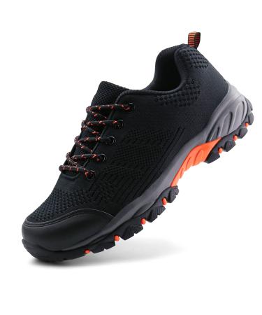 JABASIC Women Hiking Shoes Outdoor Knit Trekking Sneakers 6 Black/Orange