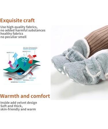 EDOTON Unisex Newborn Winter Boots | Warm Non-Slip Sole Bootie Socks 0-6 Months Gray - Buy Online on GoSupps.com