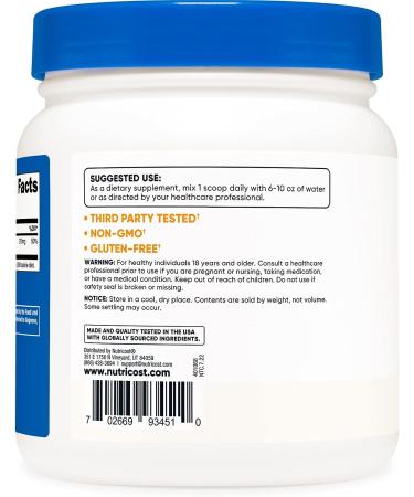 Nutricost Magnesium Glycinate Powder - Unflavored 500g (1 Pack) - Buy Online on GoSupps.com