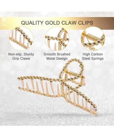 2 Pcs Metal Hair Clips for Women - Gold & Silver Nonslip Claw Clips for Thick Hair - Wedding & Bridal Accessories - Jumbo Size Type B - Buy Online on GoSupps.com