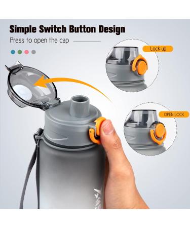 Hasagei 1L BPA-Free Sports Water Bottle - Leak-Proof Locking Lid Ideal for Gym School Cycling Outdoor Activities | Gray - Buy Online on GoSupps.com